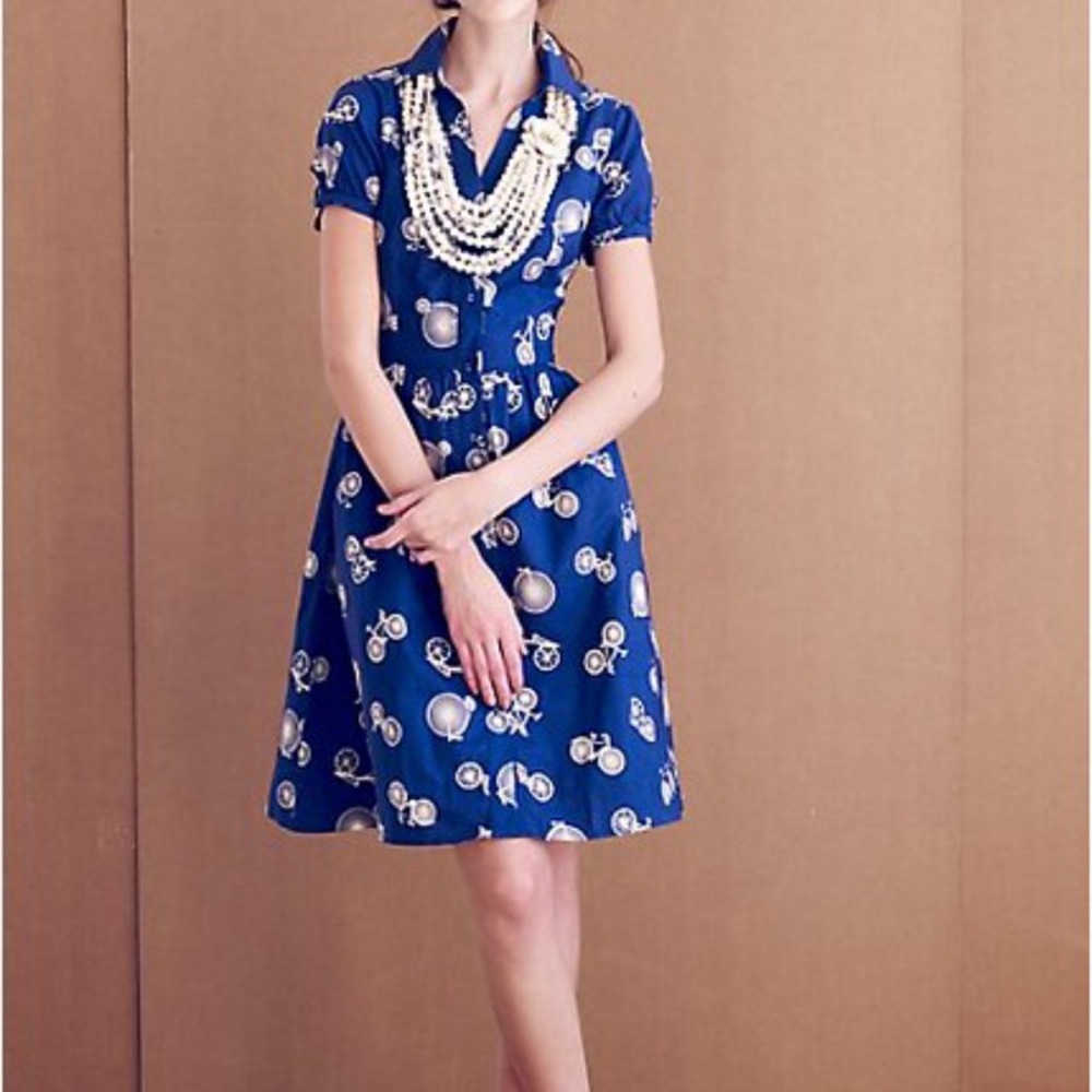 Anthropologie bicycle print shirt dress by Porridge, sz 4 - Picture 4 of 6